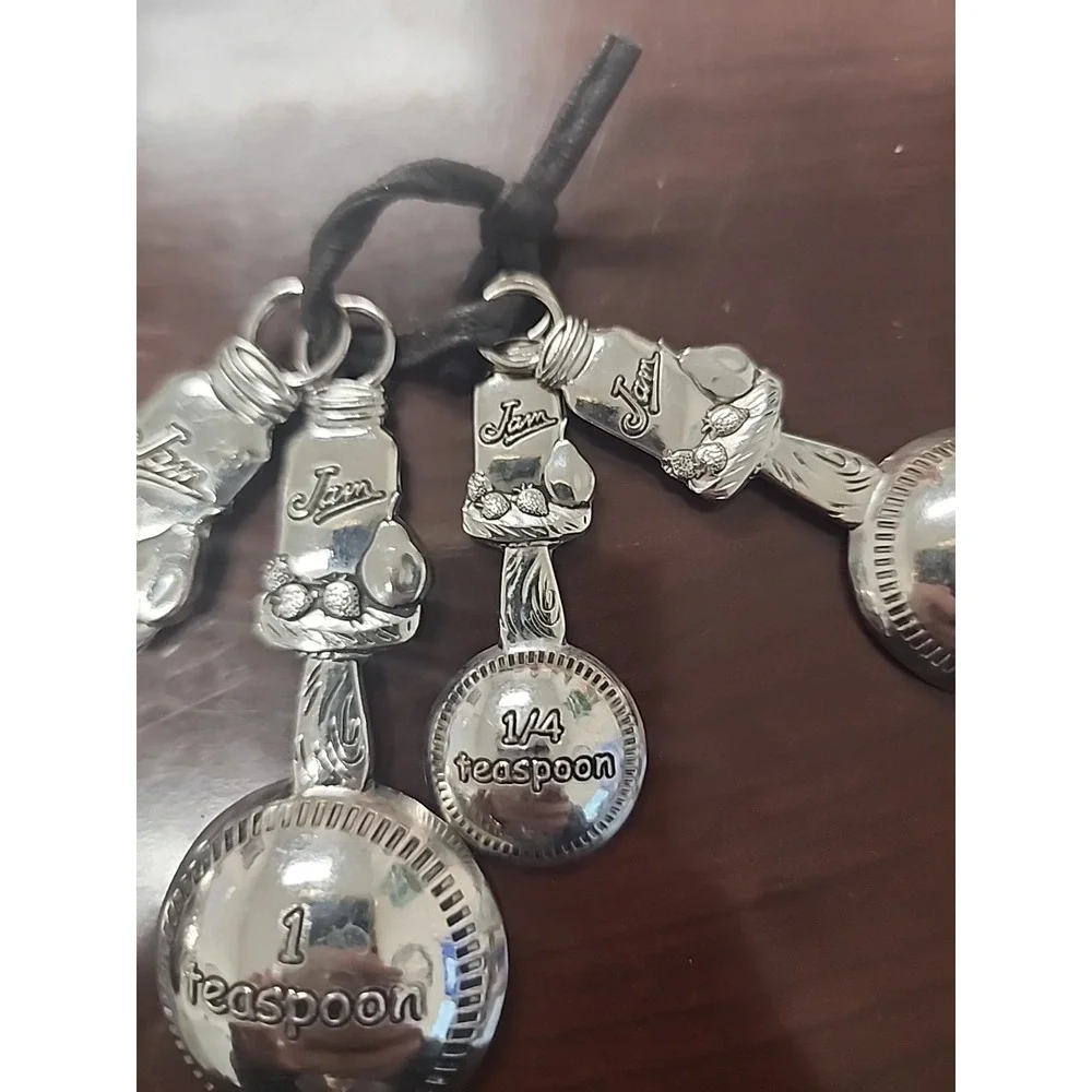 Jam Measuring Spoons, Stainless, Embossed With Fruit,‎ 4 pcs.